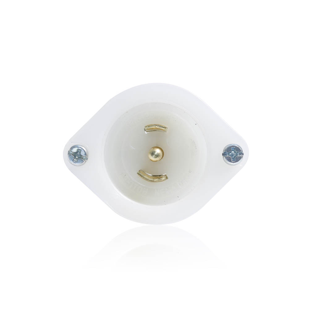 Product image for Mini Flanged Inlet Locking Receptacle, 15 Amp, 125/250 Volt, Industrial Grade, White