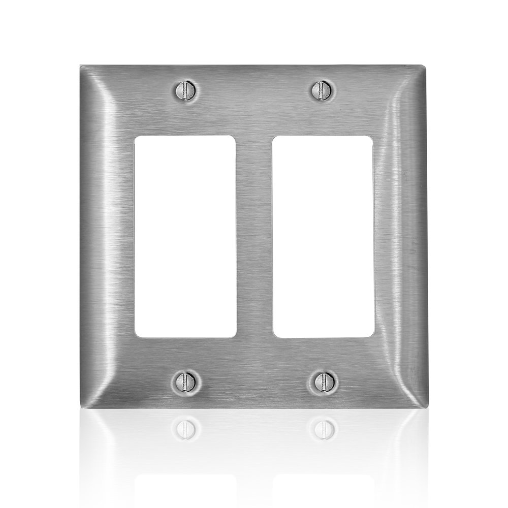 Product image for 2-Gang Decora Plus/GFCI Wallplate, Standard Size, Non-Magnetic Stainless Steel, C-Series