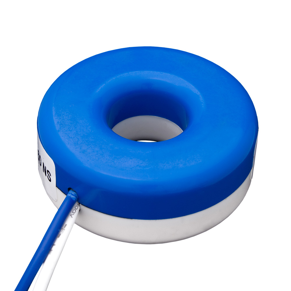 Product image for Current Transformer, Solid Core, 200A, 100mA, 0.72" Opening, 48” Leads, +/-0.3% Accuracy, Blue, For Submetering