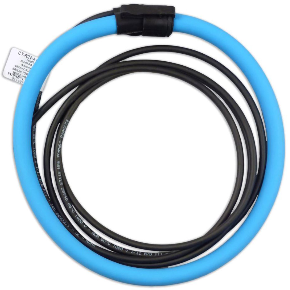 Product image for Current Transformer, 16" Rogowski Coil, 5A-5000A, 333mV, 4.5” Opening, 80" Leads, 0.2% Accuracy, For Submetering