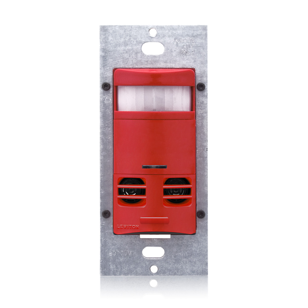 Product image for Occupancy Sensor, Multi-Technology (PIR Sensor / Ultrasonic Sensor), Wall Switch, 2400SF, 120-277V, Red, Self-Adaptive, Decora®