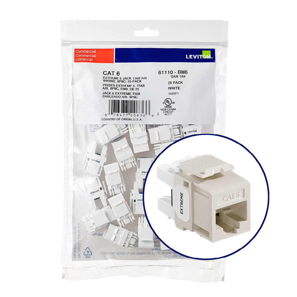 Product image for EXTREME™ Cat 6 QUICKPORT™ Jack QUICKPACK™, 25-pack, Light Almond