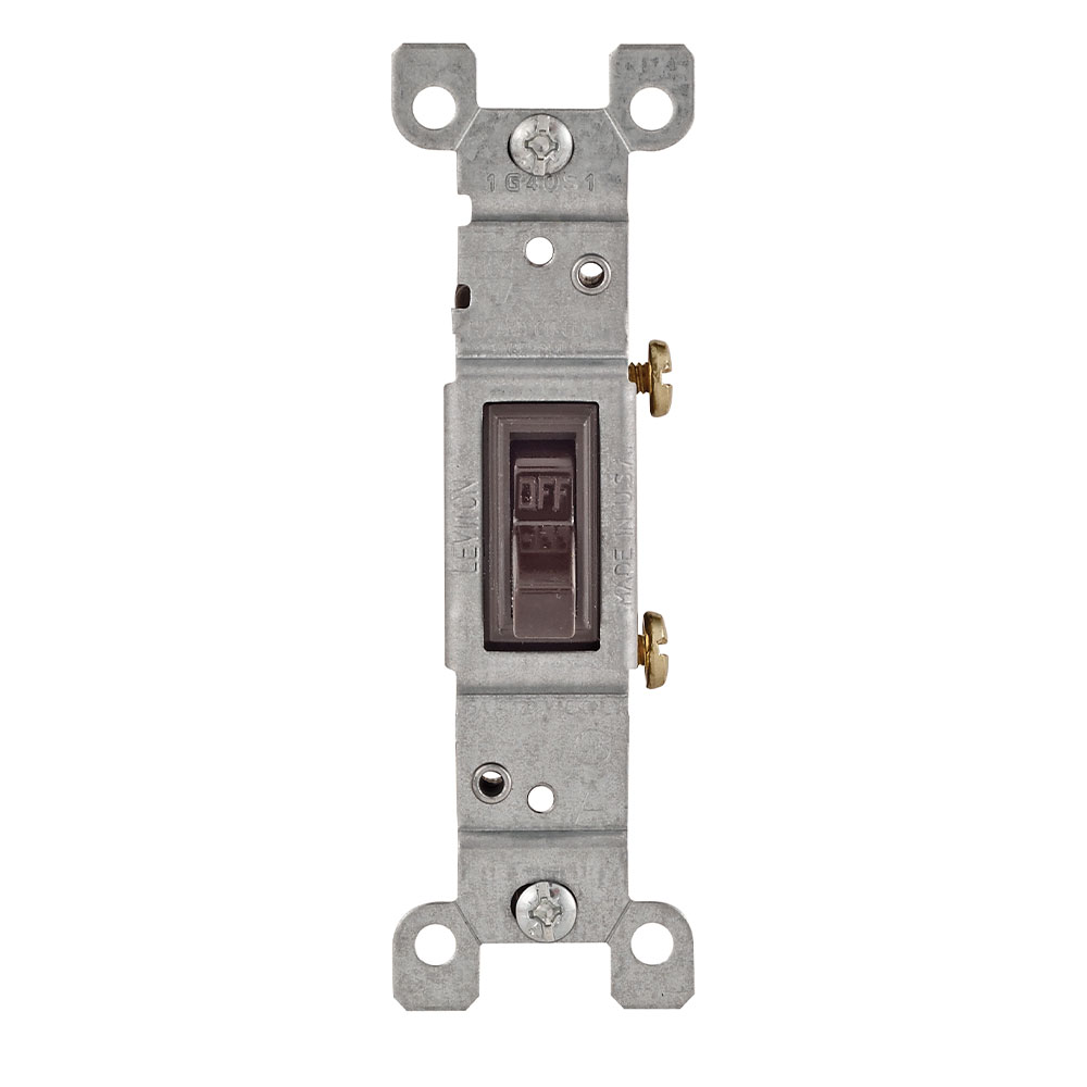 Product image for 15 Amp Single-Pole Toggle Switch, Non-Grounding, Brown