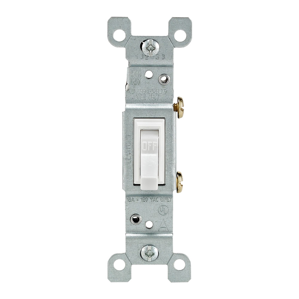 Product image for 15 Amp Single-Pole Toggle Switch, Non-Grounding, White