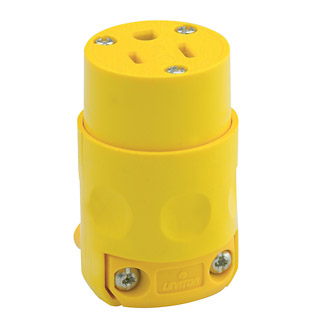 Product image for 15 Amp, 125 Volt, NEMA 5-15R, 2Pole, 3Wire Connector, Straight Blade, Yellow
