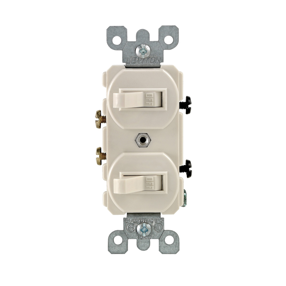 Product image for 15 Amp, 120/277 Volt, Duplex Style Single-Pole / Single-Pole Combination Switch, Light Almond