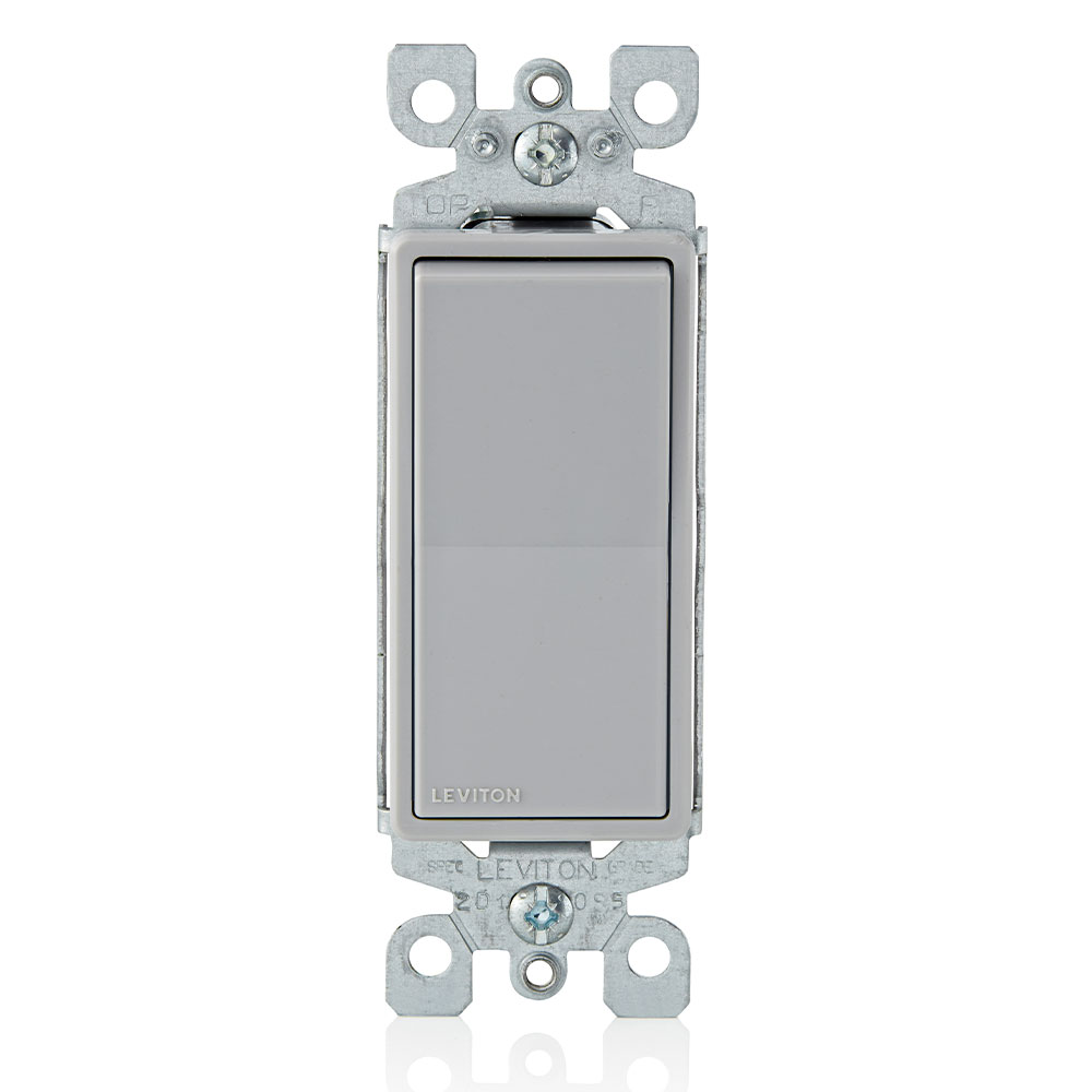 Product image for 15 Amp Decora Rocker Single-Pole Switch, Grounding, Gray
