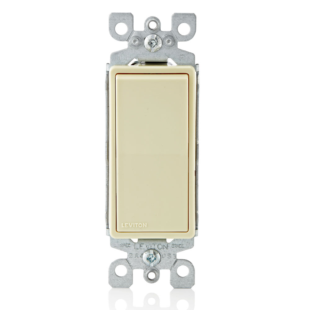 Product image for 15 Amp Decora Rocker Single-Pole Switch, Grounding, Ivory