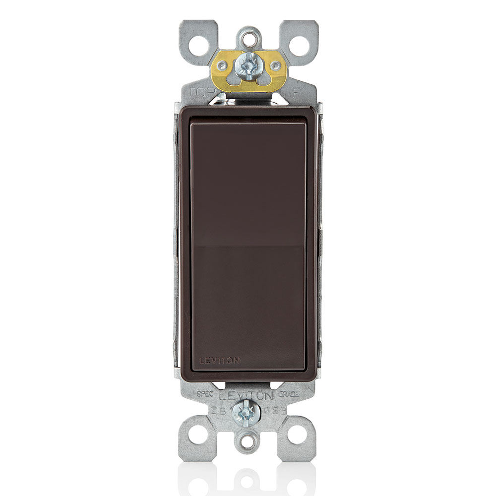 Product image for 15 Amp Decora Single-Pole Switch, Self-Grounding, Brown