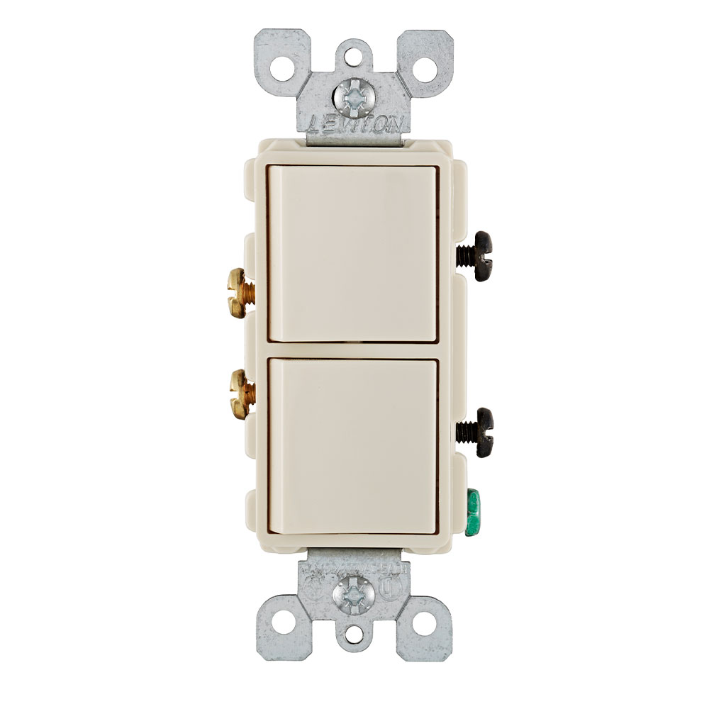 Product image for 20 Amp Decora Single-Pole / Single-Pole Combination Switch, Grounding, Light Almond