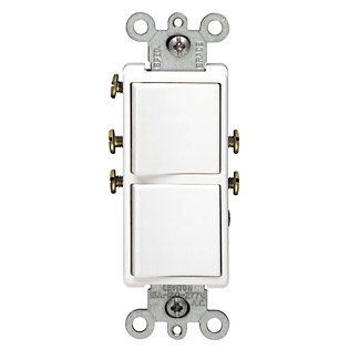Product image for 20 Amp Decora Single-Pole / Single-Pole Combination Switch, Grounding, White