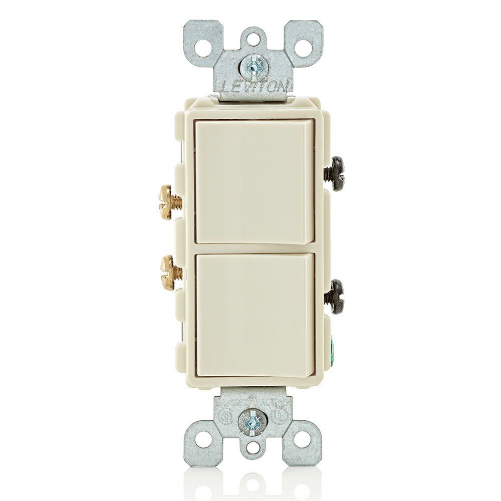 Product image for 15 Amp Decora Single-Pole / Single-Pole Combination Switch, Grounding, Light Almond