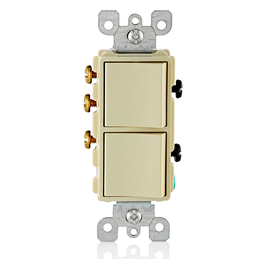 Product image for 15 Amp Decora Single-Pole / 3-Way Combination Switch, Grounding, Ivory