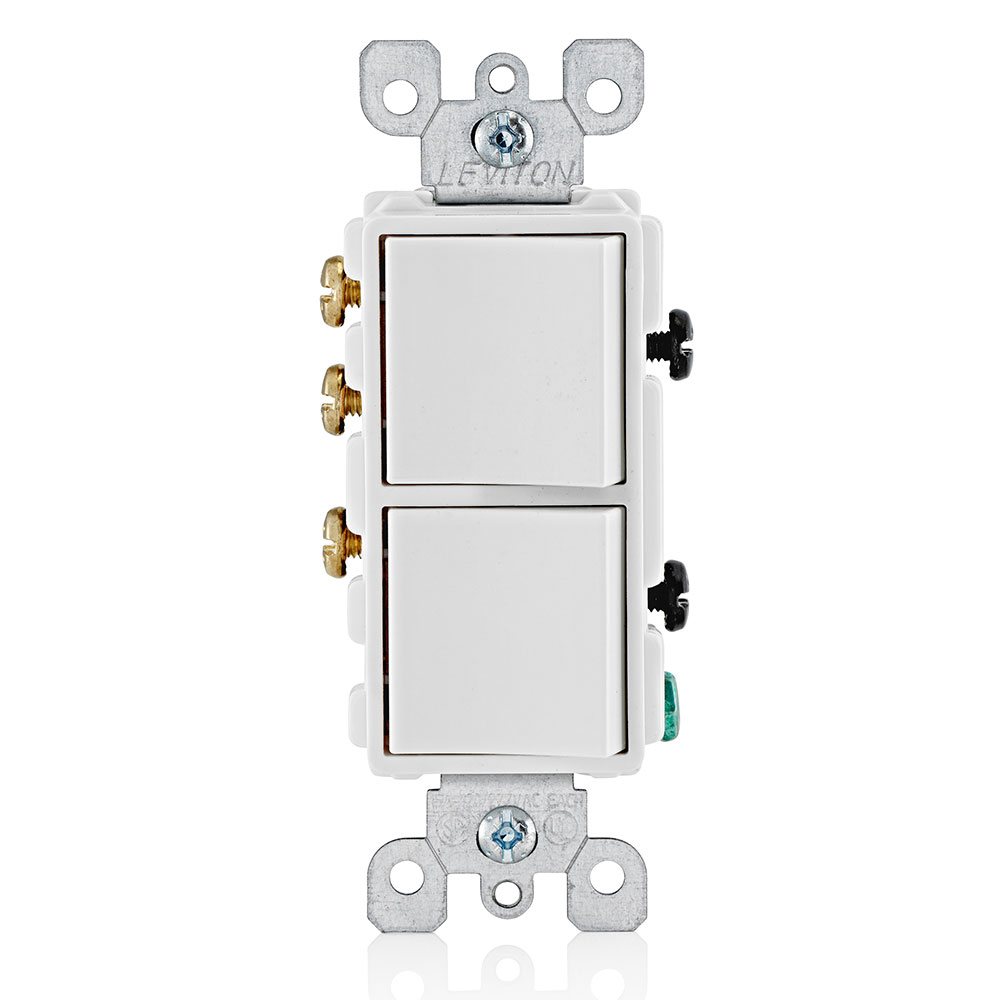 Product image for 15 Amp Decora Single-Pole / 3-Way Combination Switch, Grounding, White