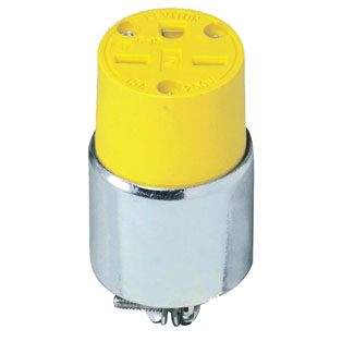Product image for 15 Amp, 250 Volt, 2P, 3W, Connector, Straight Blade, Commercial Grade, Armored, Grounding , Steel