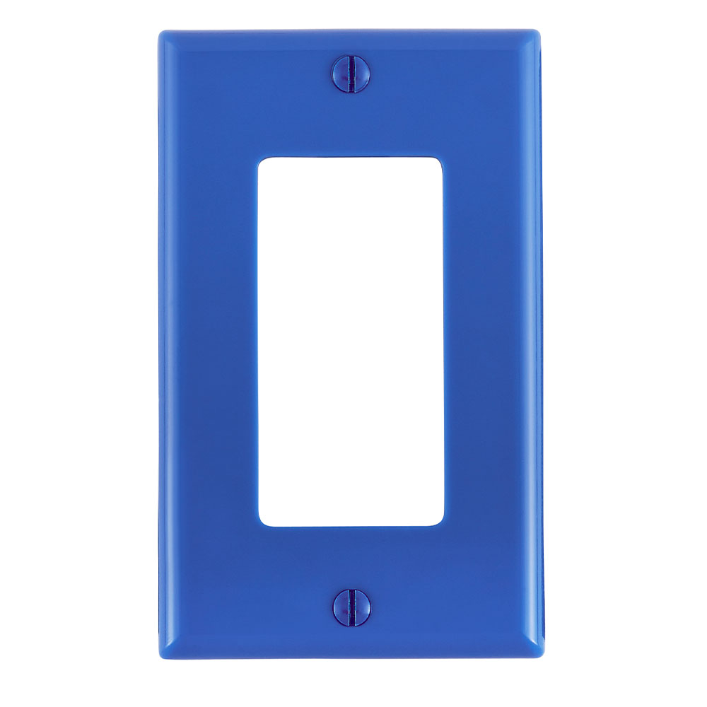 Product image for 1-Gang Decora/GFCI Device Wallplate, Standard Size, Thermoplastic Nylon, Blue