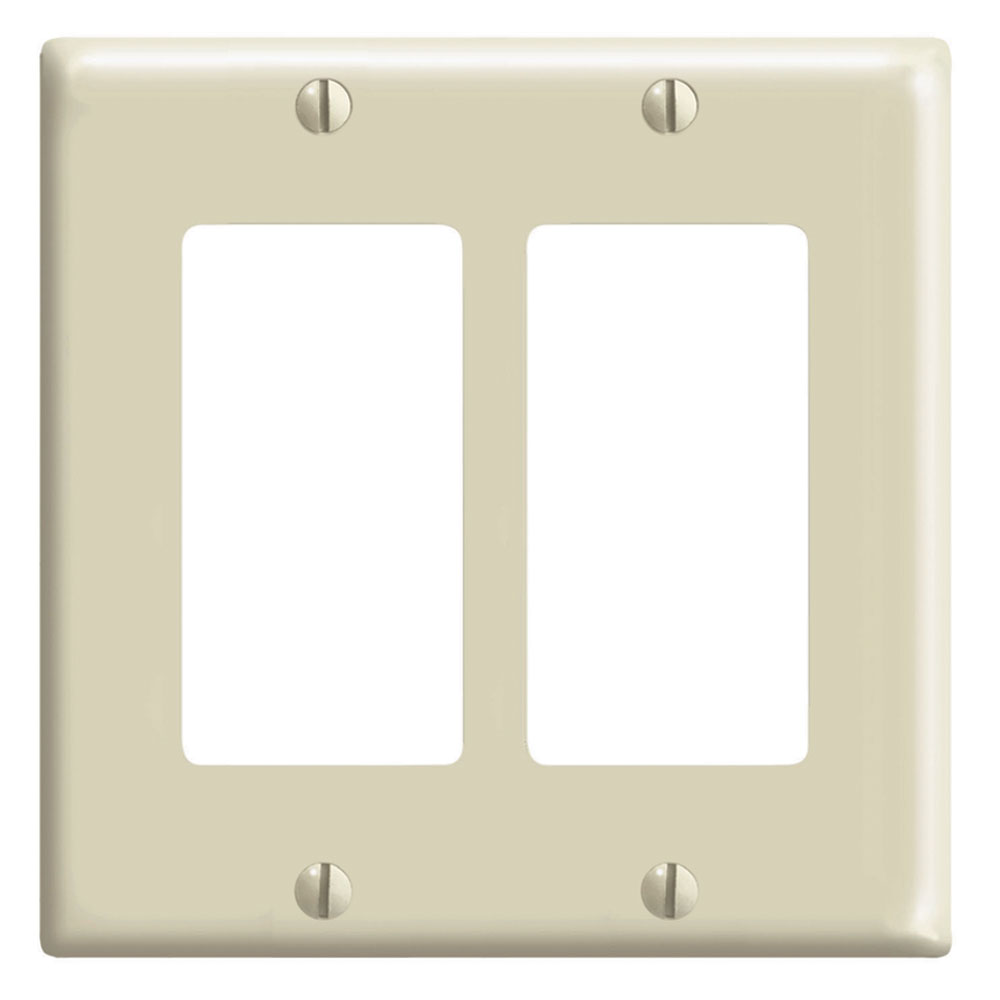 Product image for 2-Gang Decora Duplex Wallplate for 347V Applications, Ivory