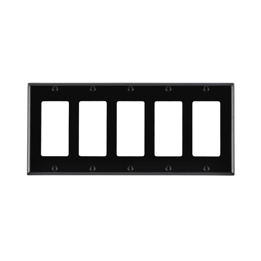 Product image for 5-Gang Decora/GFCI Device Wallplate, Standard Size, Thermoset, Black