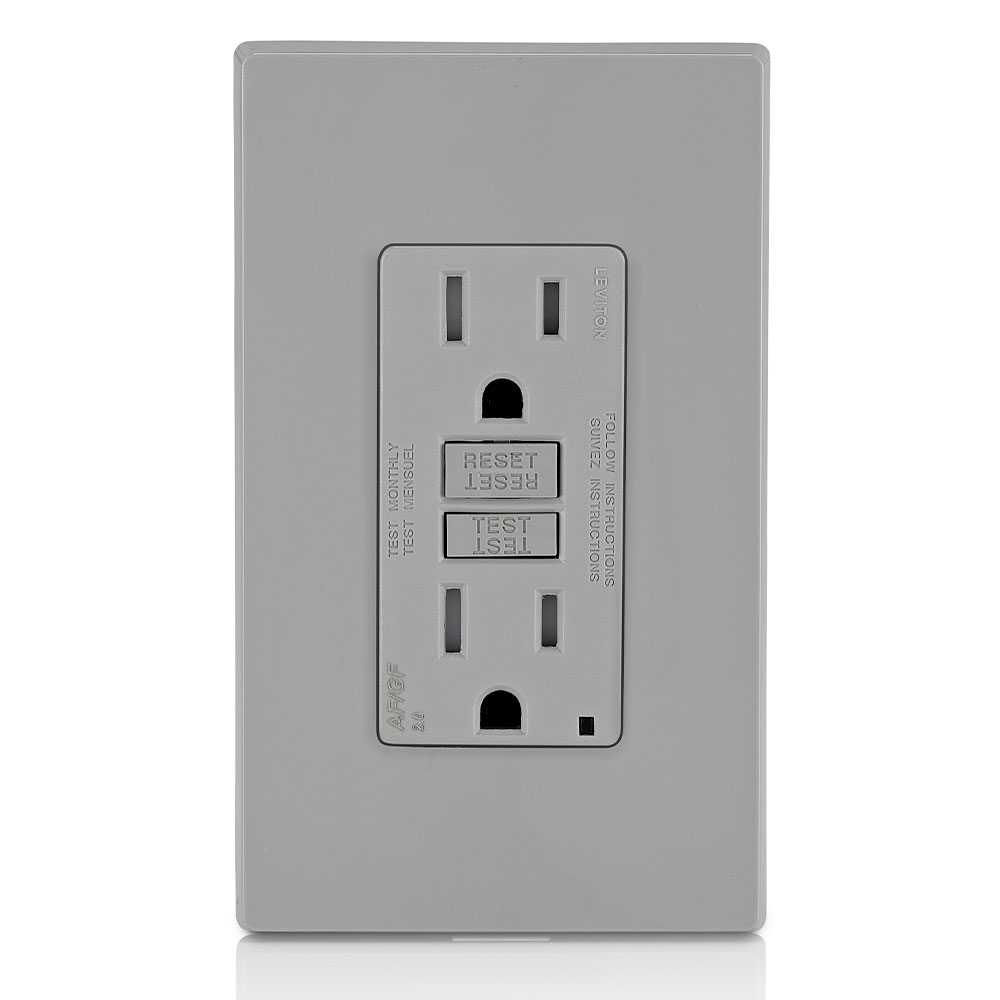 Product image for 15 Amp, Self Test, Tamper-Resistant Dual-Function AFCI/GFCI Outlet with LED Indicator Light