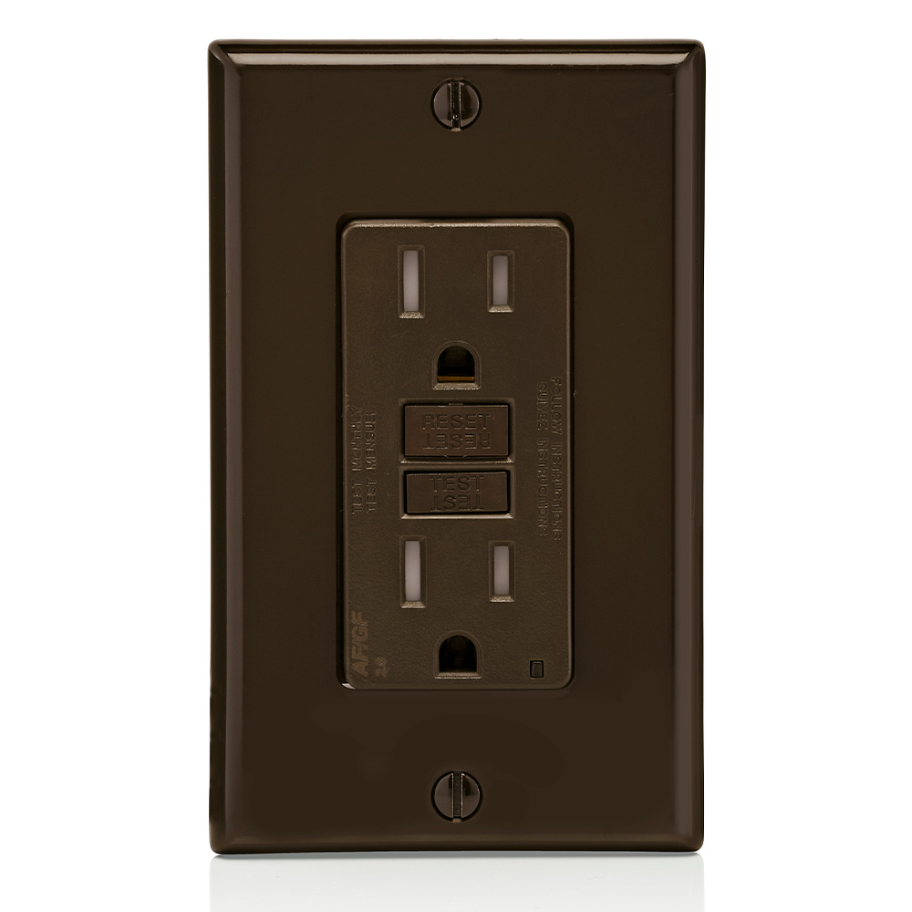 Product image for 15 Amp, Self Test, Tamper-Resistant Dual-Function AFCI/GFCI Outlet with LED Indicator Light