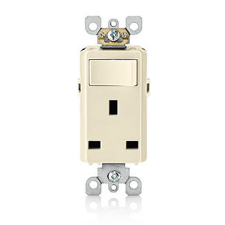 Product image for 13 Amp Tamper-Resistant British Outlet/Receptacle / Double Pole Switch Combination Device, Ivory