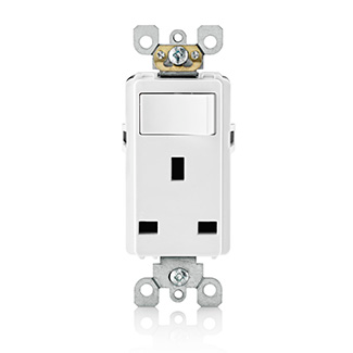 Product image for 13 Amp Tamper-Resistant British Outlet/Receptacle / Double Pole Switch Combination Device, White