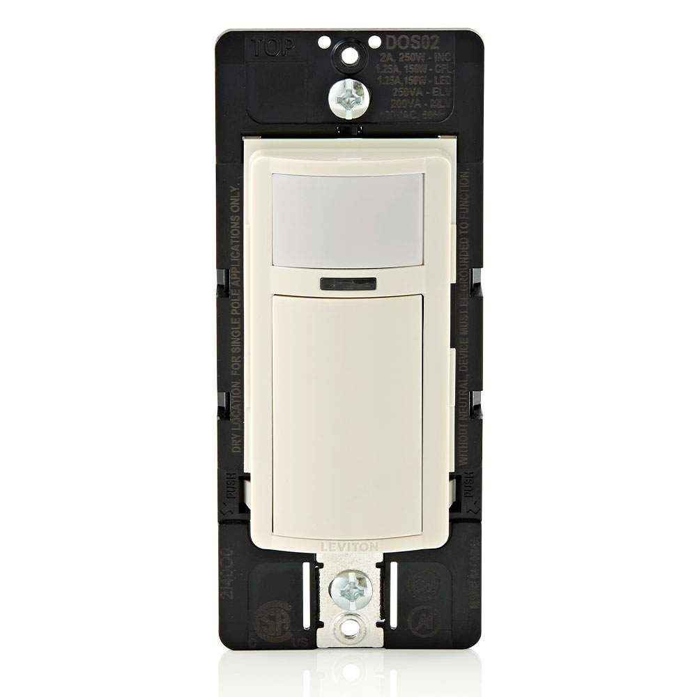 Product image for Decora Occupancy Motion Sensor Light Switch, Auto-On, 2A, Residential Grade, Single Pole