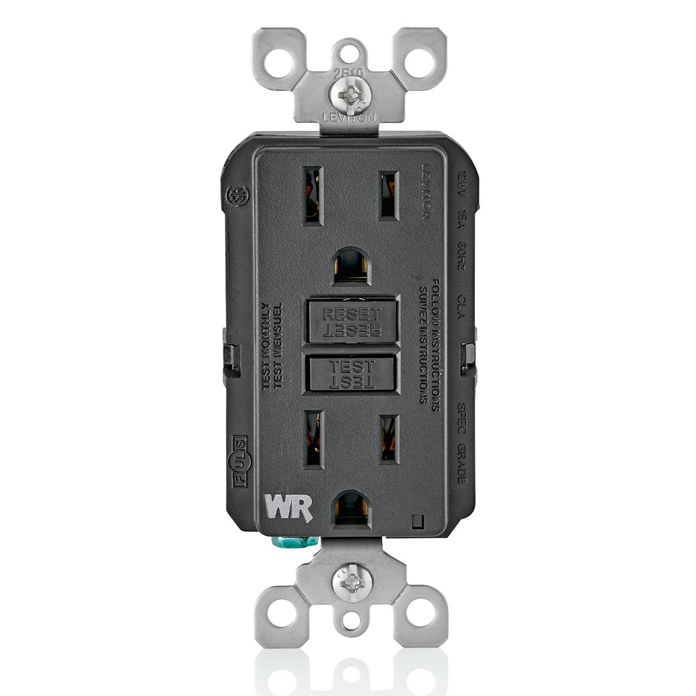 Product image for 15 Amp Weather-Resistant GFCI Outlet, Self Test, with LED Indicator Light