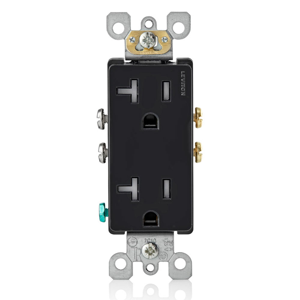 Product image for 20 Amp Decora Tamper-Resistant Duplex Outlet/Receptacle, Grounding