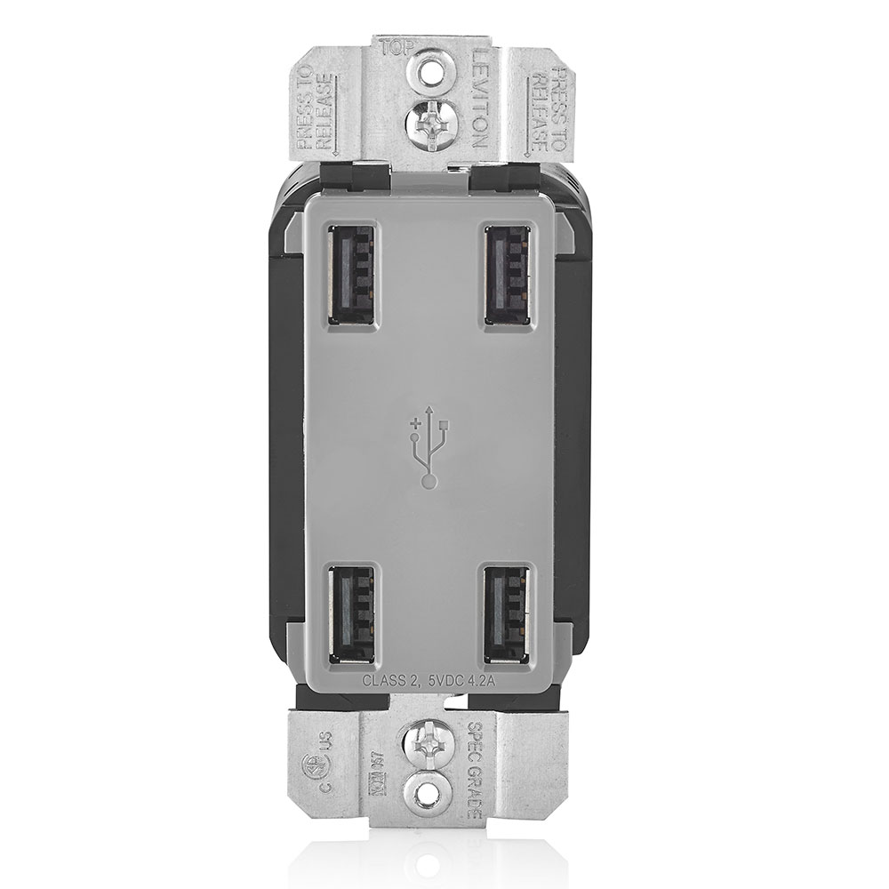 Product image for 4.2A 4-Port USB Type-A Wall Outlet Charger