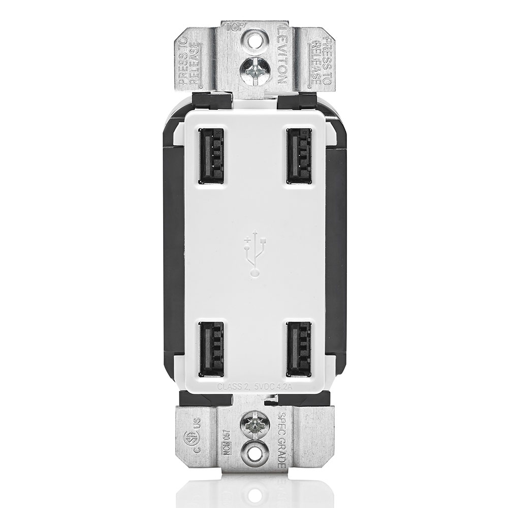 Product image for 4.2A 4-Port USB Type-A Wall Outlet Charger